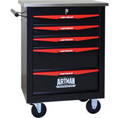17 Stories 5 Drawers Multifunctional Tool Cart w/ Wheels, Metal Rolling Tool Cart Storage for Garage Workshop Warehouse Repair Shop Wayfair BlackRed (30.71" H X 22.28" W X 13.58" D)