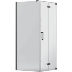 Jungborn Duschhörn Sette 100x100 Svart Klarglas Vägg Vänster/Vikdörr