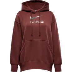 Fitness & Gym - Women Sweaters Nike Sportswear Phoenix Fleece Women's Oversized Pullover Graphic Hoodie - Red Sepia