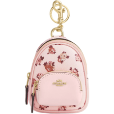 Coach Mini Court Backpack Bag Charm With Rosette Print - Gold/Blush Multi