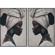 Home ESPRIT African Woman Black Framed Art 123x83cm 2pcs