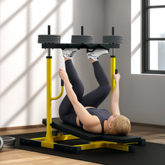 Soozier Vertical Leg Press Machine, 660LBS Capacity, Leg Strength Training Machine with Adjustable Leg, Back and Head Positions Yellow (50.4 In. W X 61.5 In. H X 41.5 In. D)