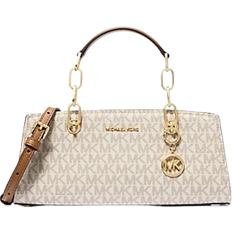 Michael Kors Cynthia Small Signature Logo Satchel - Vanilla/Acorn