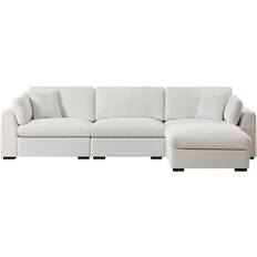 Ebern Designs Aariketh White Sofa 131.5" 4 Seater