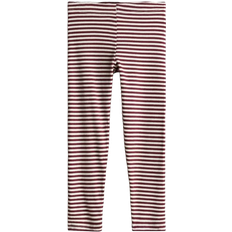 H&M Ribbed Jersey Leggings - Dark Red/Striped (1193717013)