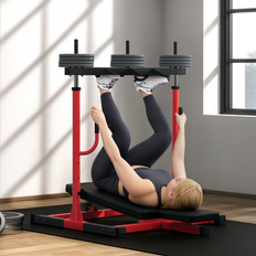 Soozier Vertical Leg Press Machine, 660LBS Capacity, Leg Strength Training Machine with Adjustable Leg, Back and Head Positions Red (50.4 In. W X 61.5 In. H X 41.5 In. D)