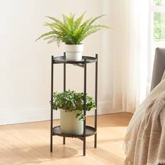 [en.casa] Soporte Para Plantas Tuusula 2 Niveles 54xø25 cm Negro