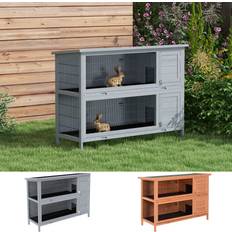 Pawhut Rabbit Hutch Outdoor Guinea Pig 136 x 50 x 93 cm