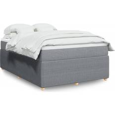vidaXL Ramsäng Med Madrass Ljusgrå 140x190 cm Kontinentalsäng