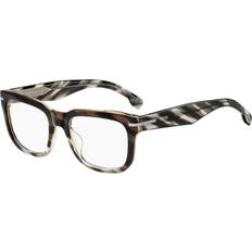 BOSS 1746/G Asian Fit TV7 Brown Size Free Lenses HSA/FSA Insurance Blue Light Block Available Shiny Faded Pattern Brown Grey (53)