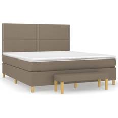 180cm Bedpakketten vidaXL Boxspring Met Matras Stof 180x200 cm Taupe