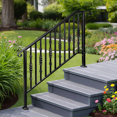 Winado 4 Step Outdoor Galvanized Iron Handrail Metal in Matte Black Wayfair H1G61000336