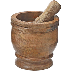 Brown Pestles & Morters Wood and 5.5 H x 5.0 W x 5.0 D Pestle & Mortar