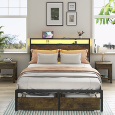 Wrought Studio Bed Frame with 2 Drawers Queen