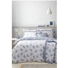 Catherine Lansfield Lucie Floral Frill Reversible Set Double Duvet Cover Blue, White
