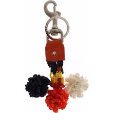 Dolce & Gabbana Raffia Leather Clasp Finder Chain Silver/Brown