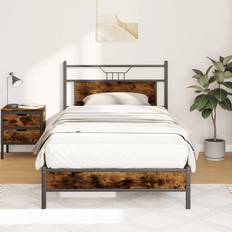 Oak - Single Beds Bed Frames vidaXL Bed Frame without Mattress Smoked Oak 100x200 cm