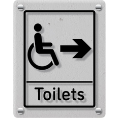 Transparent Informationsskyltar VSafety Disabled Toilets Arrow Right 200x300mm