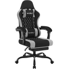 Mesh Fabric Racing Office Chair Black Grey
