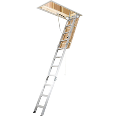 Ladders Werner Aluminum Folding Attic Ladder 8-ft to 10-ft (Rough Opening, 22.5-in x 54-in) with 375-lb Capacity in Clear AH2210C