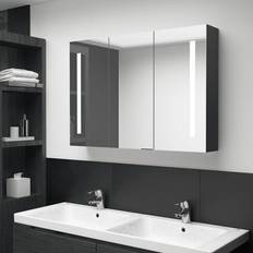 vidaXL LED Bathroom Mirror Cabinet 35 x 5.5 x 24.4 in