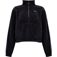 Nike One Women's Therma-FIT Oversized 1/2 Zip Fleece Top - Black/White