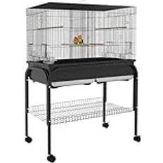 Pawhut Stor Fågelbur 85 x 49 x 119 cm Svart