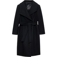 Mango Women's Belted Woolen Coat - Black