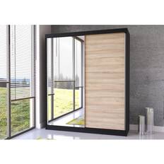 Møbler Schwebetürenschrank Schwarz 183 cm Kleiderschrank