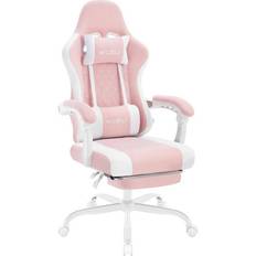 Mesh Fabric Racing Office Chair Pink White