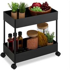 Relaxdays Rolling Cart Black Rullbord 21.5x39.5cm