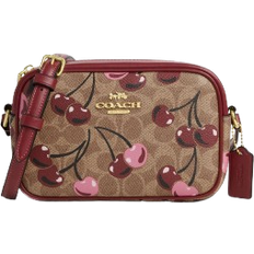 Credit Card Slots - Women Crossbody Bags Coach Mini Jamie Camera Bag In Signature Canvas With Cherry Print - Gold/Tan Multi