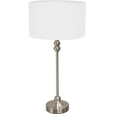 ValueLights Maggie Brushed Silver/White Table Lamp 50cm