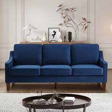 Ebern Designs Couch with Scooped Navy Sofa 74" 3 Seater