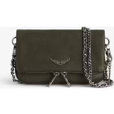 Zadig & Voltaire Laukut Zadig & Voltaire Khaki Leather Clutch With Rhinestone Wings Green