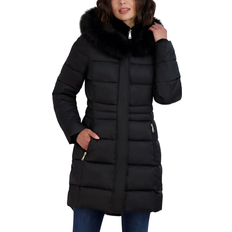 Rayon Buitenkleding Tahari Stitched Faux Fur Hood Puffer Coat - Black