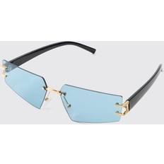boohooMAN Mens Rimless Temple Detail Sunglasses - Black