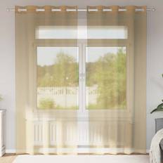 Curtains & Accessories vidaXL Voile Curtains with Grommets 2 pcs Sand 140 x 225 cm