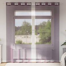 vidaXL Voile-gardiner med Øskner 140x225 cm Lilla 2 Stk 140x225cm