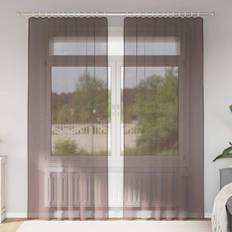 Curtains & Accessories vidaXL Voile Vorhänge mit Lasche 2 Stk Braun