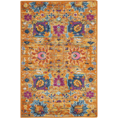 Homeroots Sun Indoor Floral Area Rug 2 x 3 White, Gold