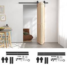 Homcom Heavy Duty Bi-Folding Barn Hardware Track Kit Sliding Door (x)