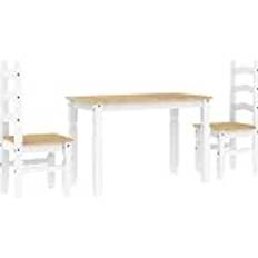 Pines - White Dining Sets vidaXL 3 Piece Panama White Dining Set 3pcs
