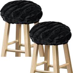 Black Loose Chair Covers Sunlit Bar Stool Covers Set of 2 12 Inch Diameter Loose Chair Cover Black