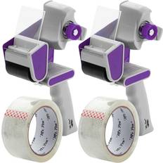 Mr. Pen Packing Tape Dispenser Gun 2-Inch, 2 Pack with 2 Rolls Tape, Purple Heavy Duty Packing Tape with Dispenser, Packaging Tape, Clear Packing Tape, Tape Gun for Packing Boxes, Moving Tape