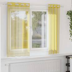 Curtains & Accessories vidaXL Voile Curtains with Grommets 2 Pcs Yellow 140x225cm
