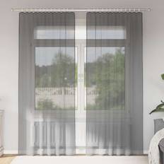 Curtains & Accessories vidaXL Voile Curtains with Loops 140x225 cm Dark Grey