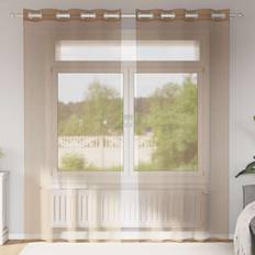Curtains & Accessories vidaXL Voile Curtains with Grommets 2 Pcs Light Brown