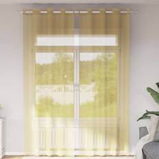 VidaXL Gardinlængder vidaXL Voile-gardiner Med Øskner 2 Stk. Gul 140x225cm