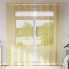 Gardiner & Tilbehør vidaXL Voile-gardiner Med Øskner 2 Stk. Gul 140x225cm
